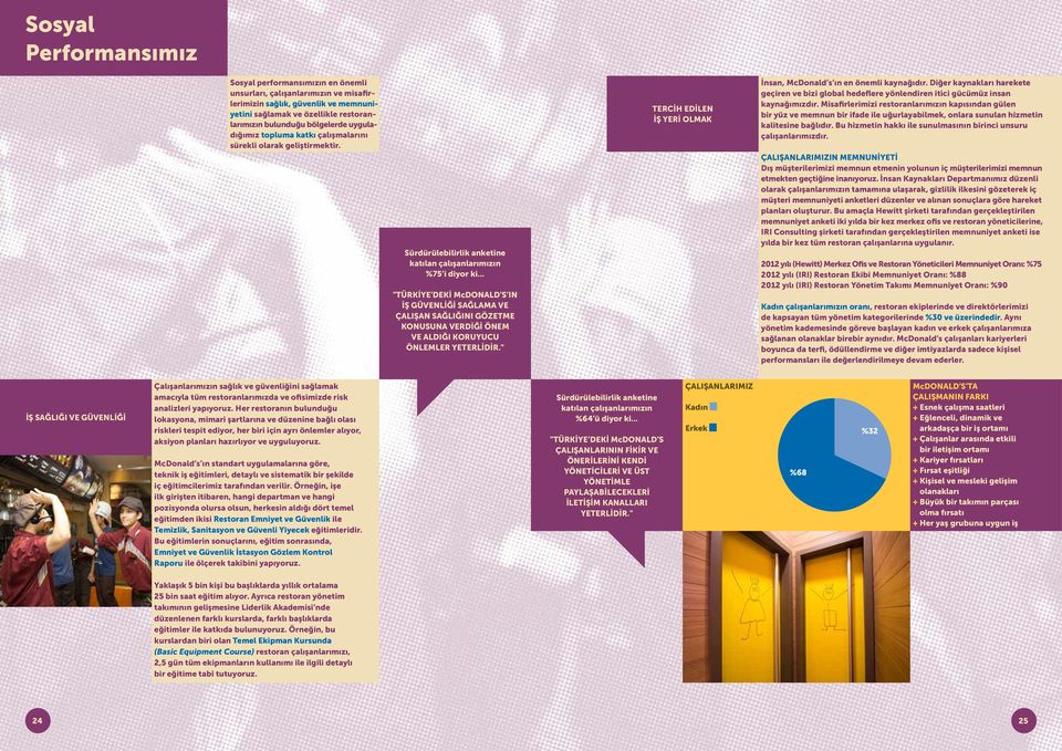 .. "TÜRKİYE DEKİ McDonald s IN İş güvenliği sağlama ve çalışan sağlığını gözetme konusuna verdiği önem ve aldığı koruyucu önlemler yeterlidir.