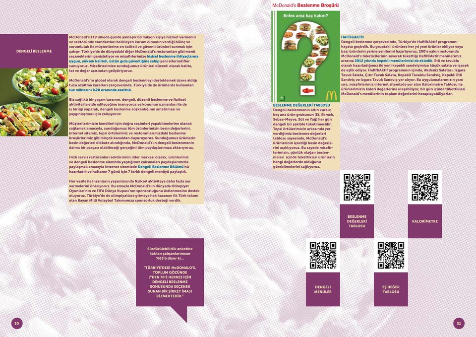 Türkiye de de dünyadaki diğer McDonald s restoranları gibi menü seçeneklerini genişletiyor ve misafirlerimize kişisel beslenme ihtiyaçlarına uygun, yüksek kaliteli, üstün gıda güvenliğine sahip yeni