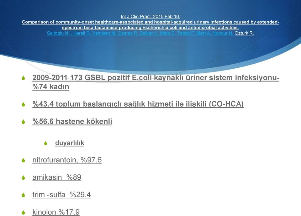 Escherichia coli and antimicrobial activities.