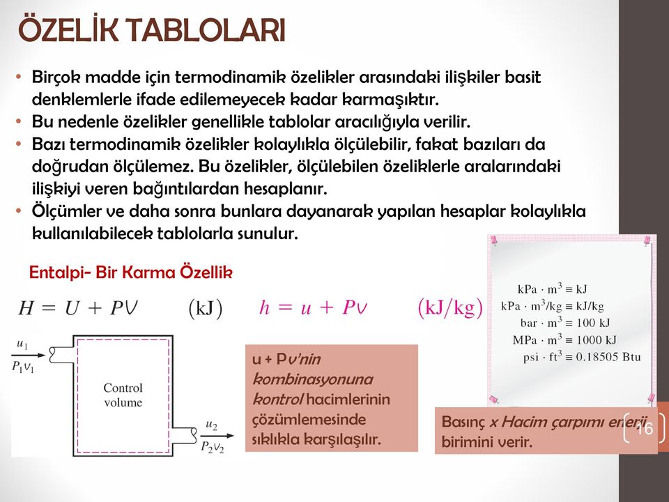 Bu özelikler, ölçülebilen özeliklerle aralarındaki ilişkiyi veren bağıntılardan hesaplanır.