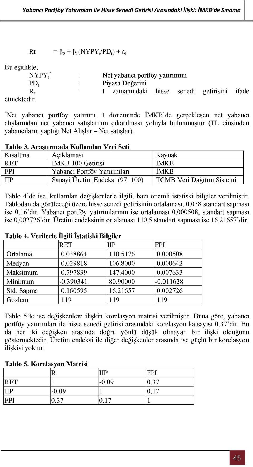 satışlar). Tablo 3.