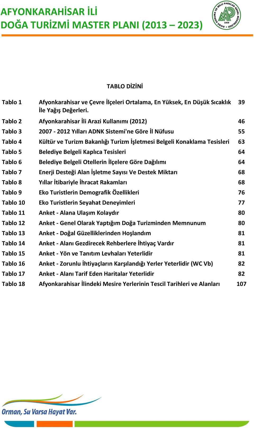 Tablo 5 Belediye Belgeli Kaplıca Tesisleri 64 Tablo 6 Belediye Belgeli Otellerin İlçelere Göre Dağılımı 64 Tablo 7 Enerji Desteği Alan İşletme Sayısı Ve Destek Miktarı 68 Tablo 8 Yıllar İtibariyle