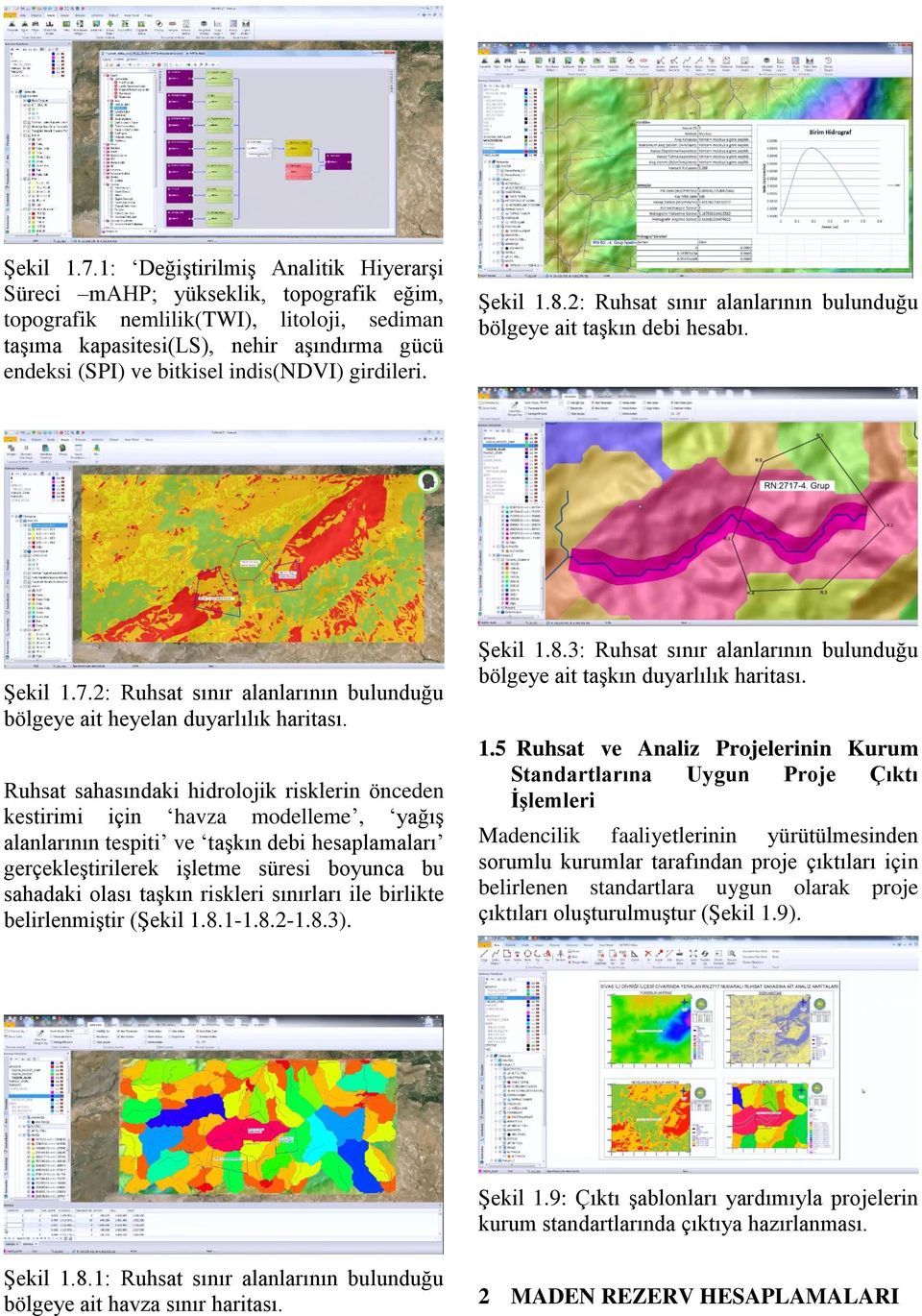 indis(ndvi) girdileri. Şekil 1.8.2: Ruhsat sınır alanlarının bulunduğu bölgeye ait taşkın debi hesabı. 2: Ruhsat sınır alanlarının bulunduğu bölgeye ait heyelan duyarlılık haritası.