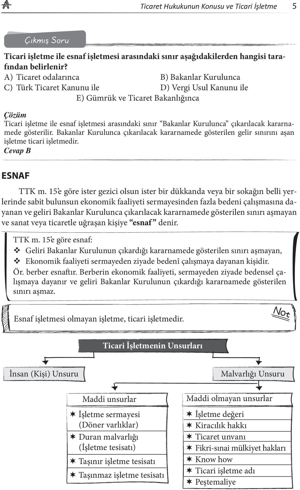 Kurulunca çıkarılacak kararnamede gösterilir. Bakanlar Kurulunca çıkarılacak kararnamede gösterilen gelir sınırını aşan işletme ticari işletmedir. Cevap B ESNAF TTK m.