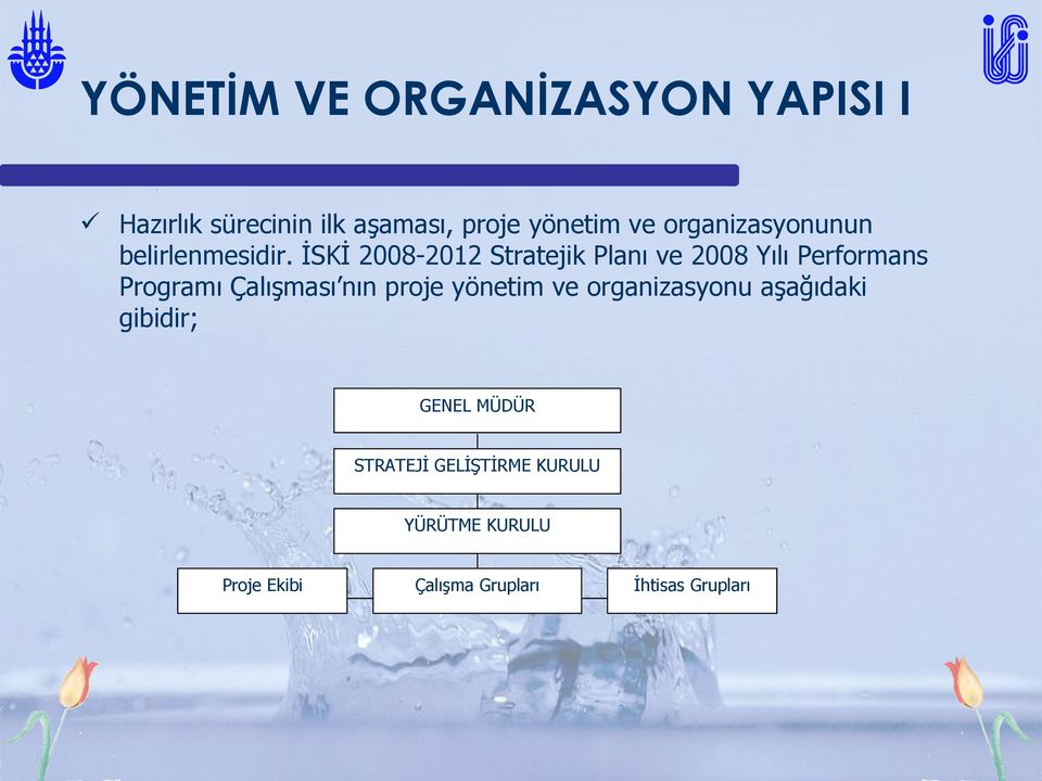 İSKİ 2008-2012 Stratejik Planı ve 2008 Yılı Performans Programı Çalışması nın proje