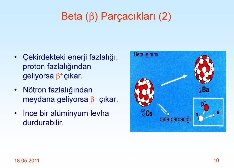 Nötron fazlalığından meydana geliyorsa - çıkar.