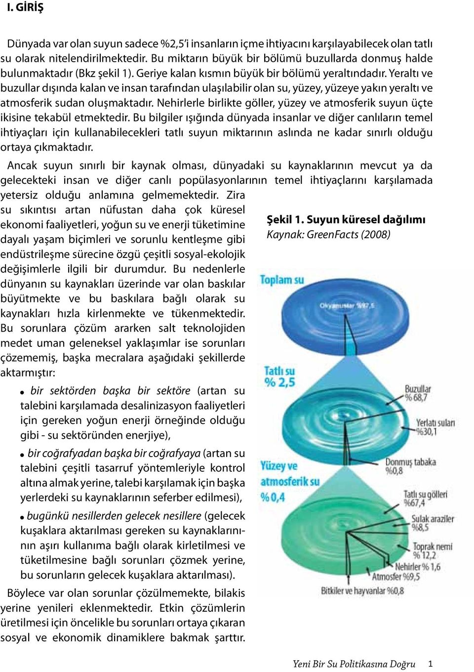 Yeraltı ve buzullar dışında kalan ve insan tarafından ulaşılabilir olan su, yüzey, yüzeye yakın yeraltı ve atmosferik sudan oluşmaktadır.