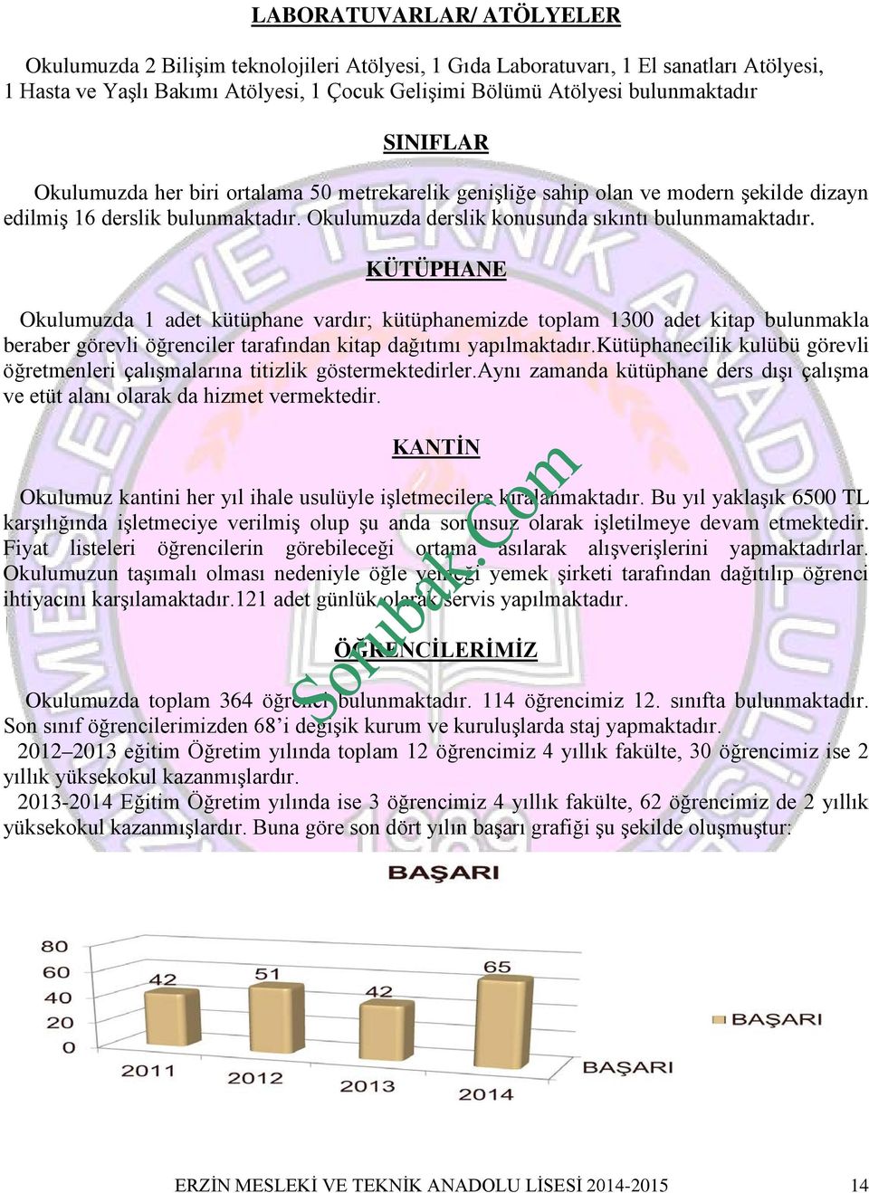 KÜTÜPHANE Okulumuzda 1 adet kütüphane vardır; kütüphanemizde toplam 1300 adet kitap bulunmakla beraber görevli öğrenciler tarafından kitap dağıtımı yapılmaktadır.