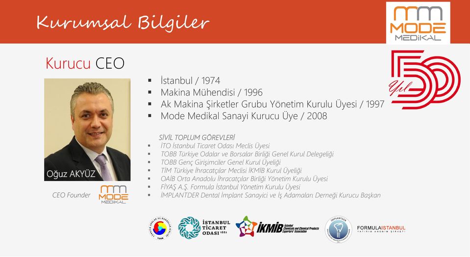 Genel Kurul Delegeliği TOBB Genç Girişimciler Genel Kurul Üyeliği TİM Türkiye İhracatçılar Meclisi İKMİB Kurul Üyeliği OAİB Orta Anadolu