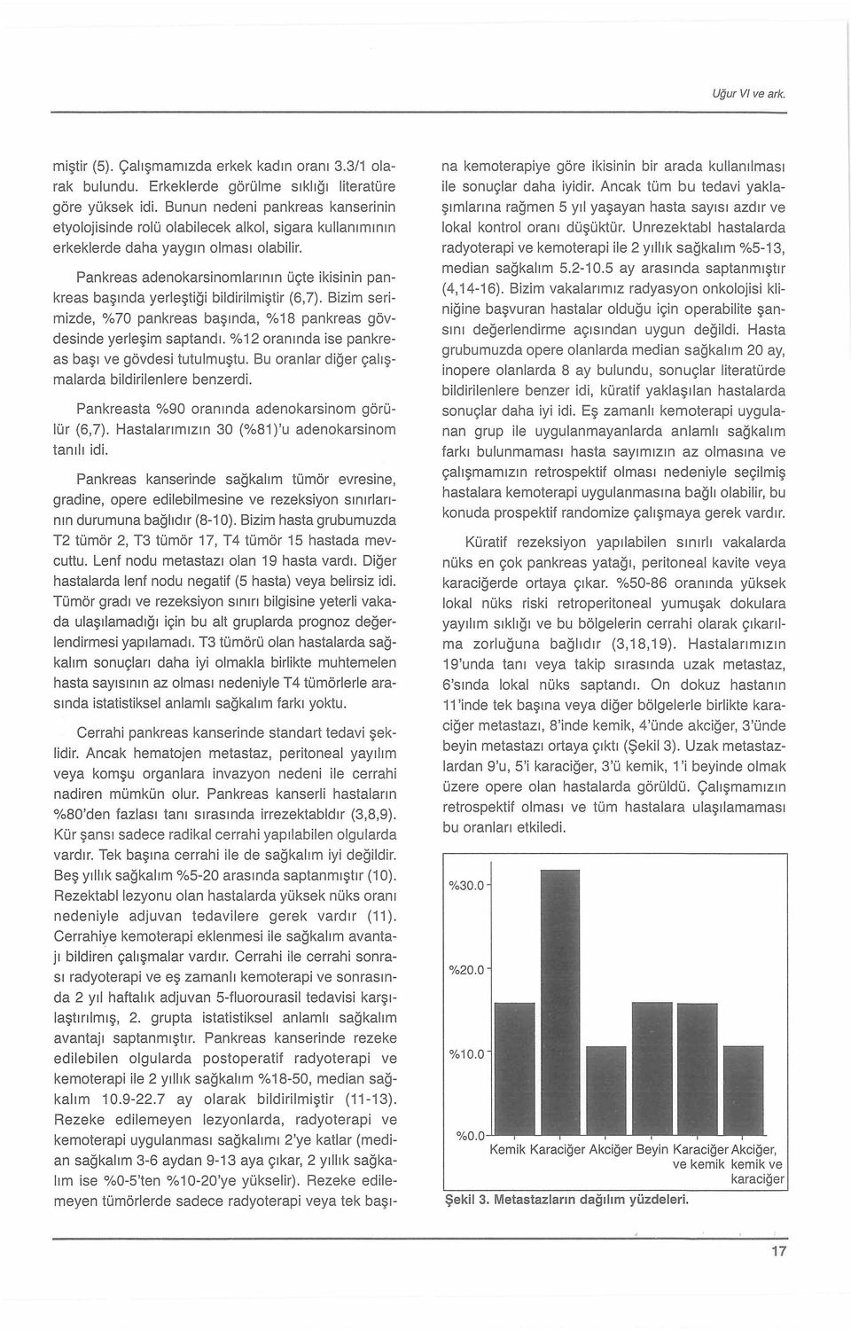 Pankreas adenokarsinomlarının üçte ikisinin pankreas başında yerleştiği bildirilmiştir (6,7). Bizim serimizde, %70 pankreas başında, %18 pankreas gövdesinde yerleşim saptandı.