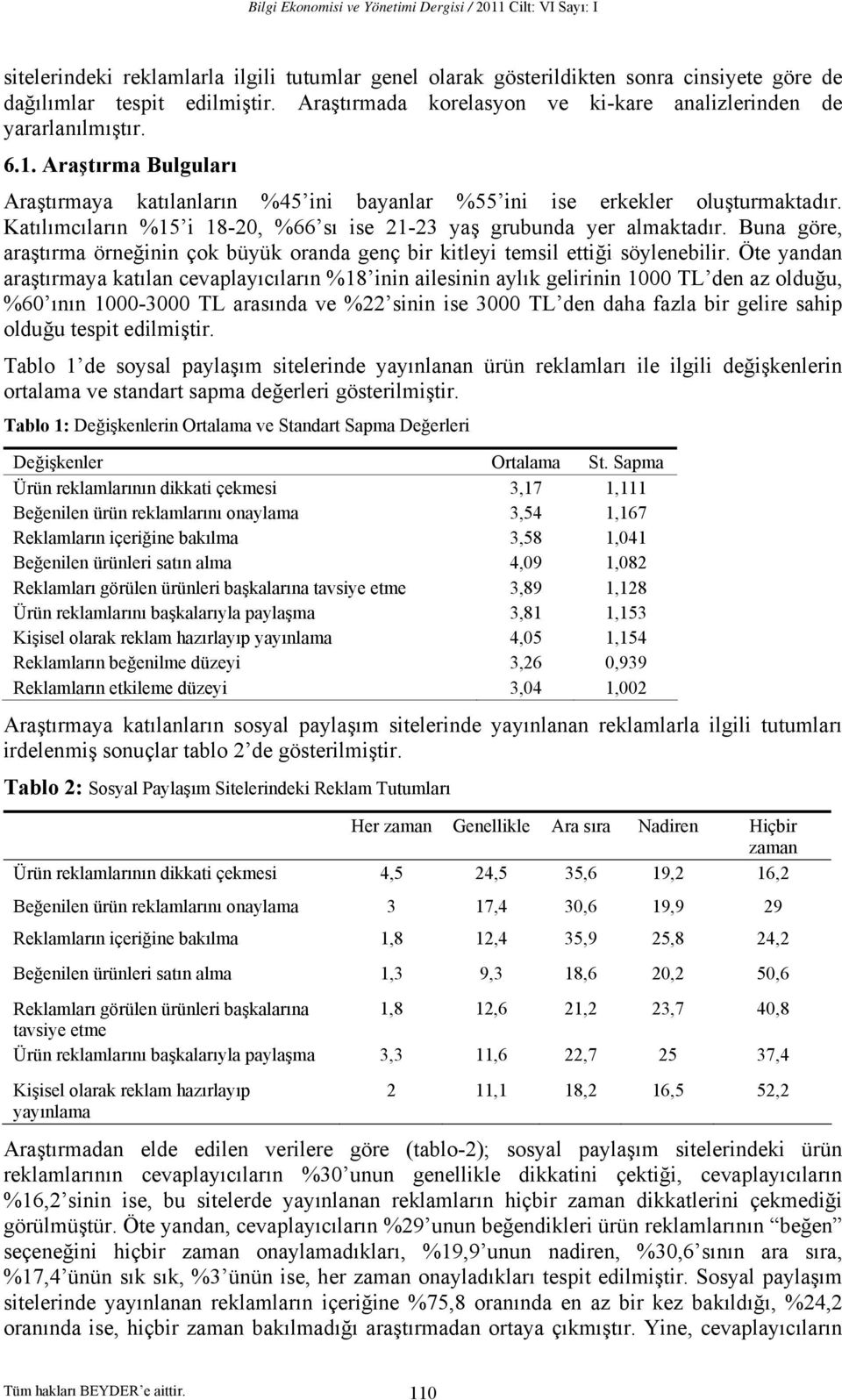 Katılımcıların %15 i 18-20, %66 sı ise 21-23 yaş grubunda yer almaktadır. Buna göre, araştırma örneğinin çok büyük oranda genç bir kitleyi temsil ettiği söylenebilir.