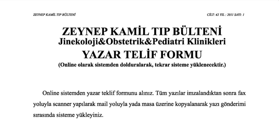 ) Online sistemden yazar teklif formunu ahmz.