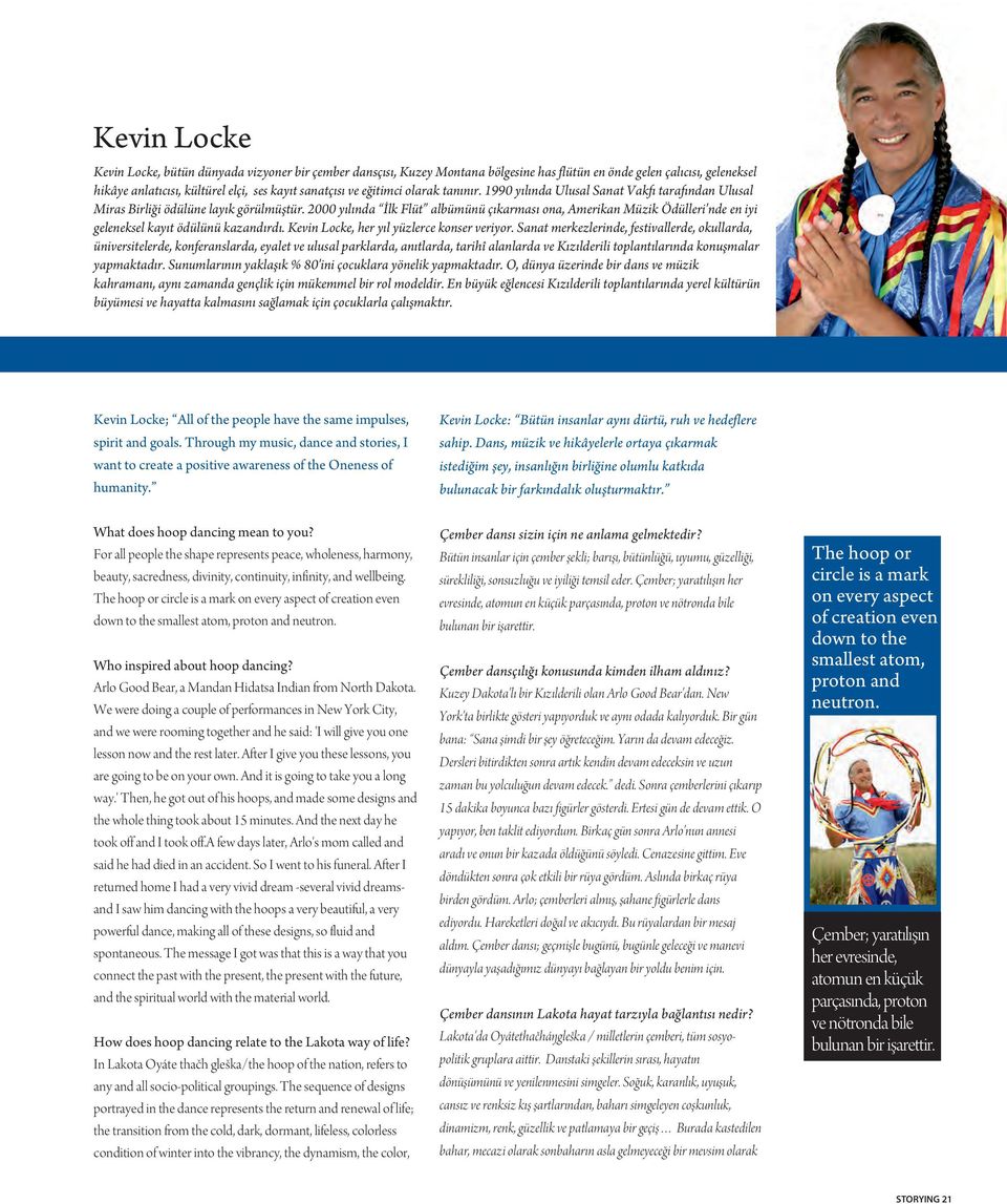 2000 yılında İlk Flüt albümünü çıkarması ona, Amerikan Müzik Ödülleri'nde en iyi geleneksel kayıt ödülünü kazandırdı. Kevin Locke, her yıl yüzlerce konser veriyor.