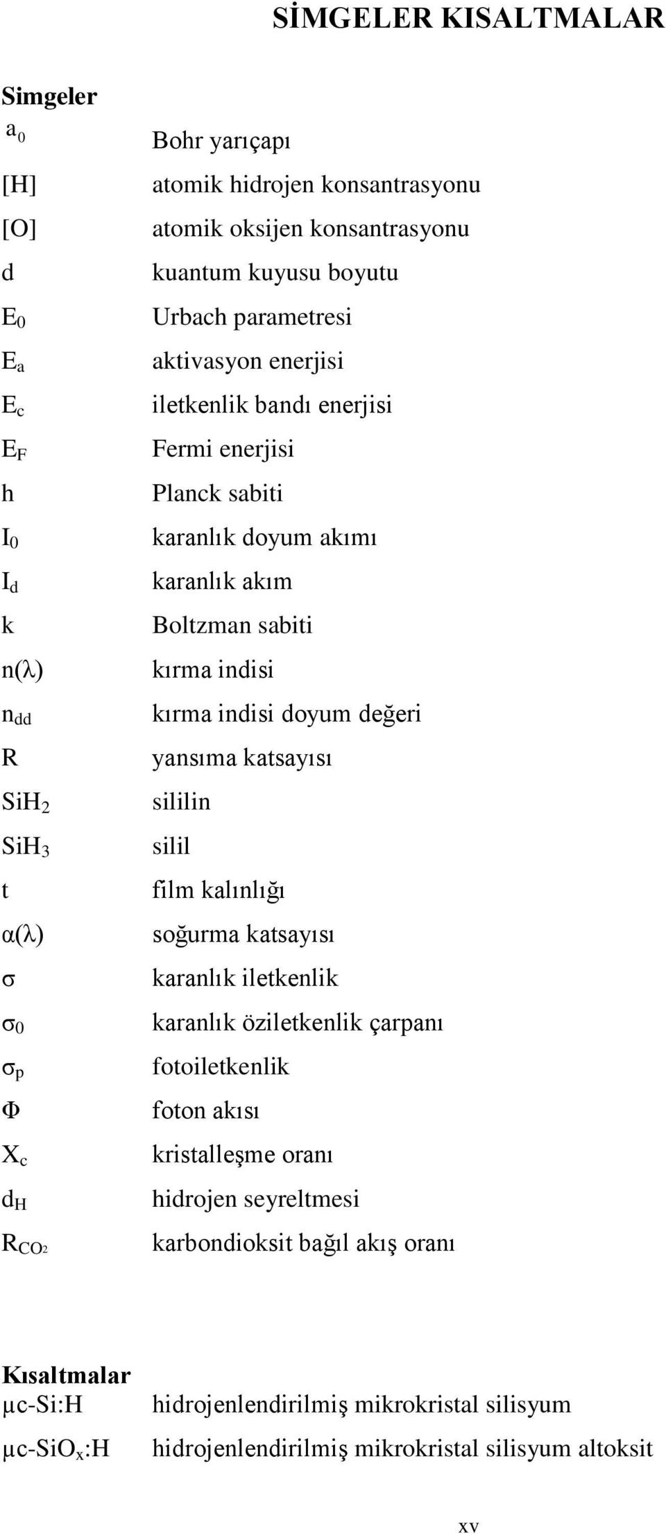 sabiti kırma indisi kırma indisi doyum değeri yansıma katsayısı sililin silil film kalınlığı soğurma katsayısı karanlık iletkenlik karanlık öziletkenlik çarpanı fotoiletkenlik foton akısı