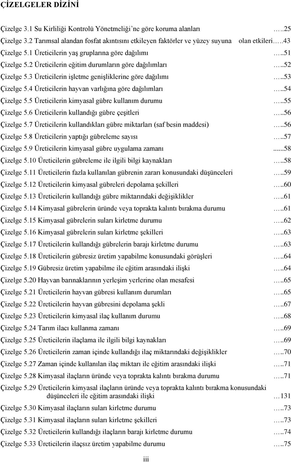 4 Üreticilerin hayvan varlığına göre dağılımları Çizelge 5.5 Üreticilerin kimyasal gübre kullanım durumu Çizelge 5.6 Üreticilerin kullandığı gübre çeşitleri Çizelge 5.