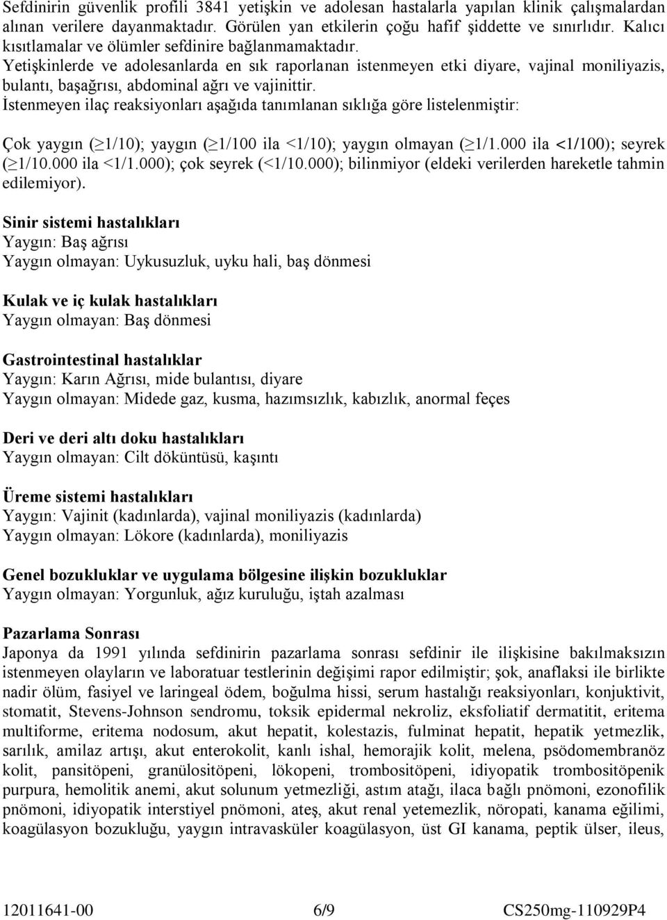 Yetişkinlerde ve adolesanlarda en sık raporlanan istenmeyen etki diyare, vajinal moniliyazis, bulantı, başağrısı, abdominal ağrı ve vajinittir.