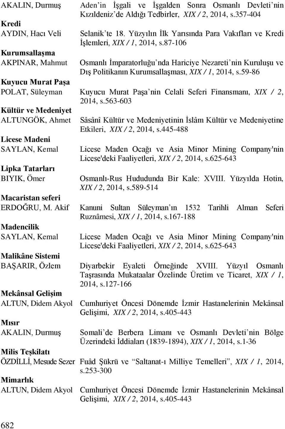 2014, s.563-603 Kültür ve Medeniyet ALTUNGÖK, Ahmet Licese Madeni SAYLAN, Kemal Lipka Tatarları BIYIK, Ömer Sâsânî Kültür ve Medeniyetinin İslâm Kültür ve Medeniyetine Etkileri, XIX / 2, 2014, s.