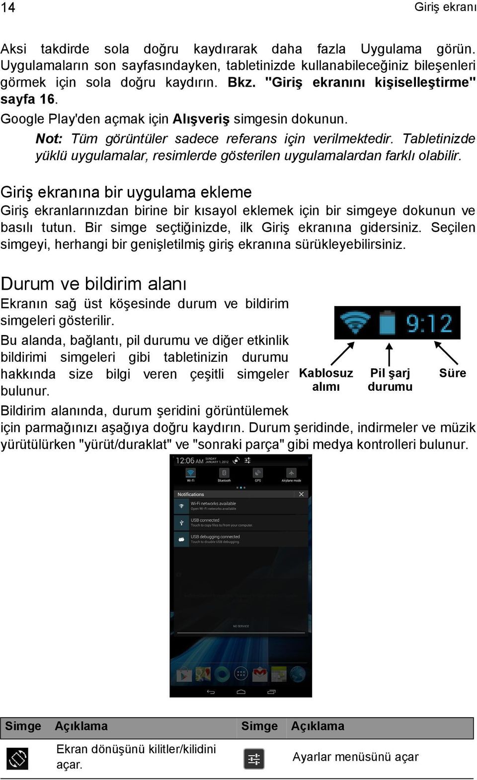 Tabletinizde yüklü uygulamalar, resimlerde gösterilen uygulamalardan farklı olabilir.