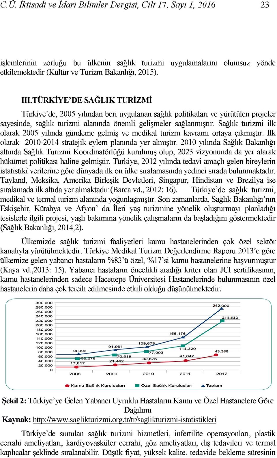 Sağlık turizmi ilk olarak 2005 yılında gündeme gelmiş ve medikal turizm kavramı ortaya çıkmıştır. İlk olarak 2010-2014 stratejik eylem planında yer almıştır.