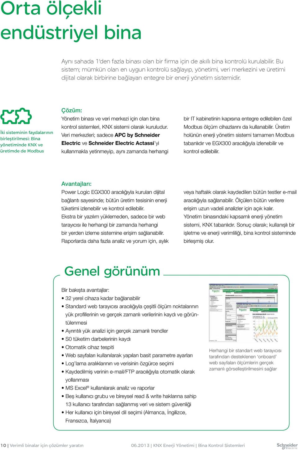 İki sisteminin faydalarının birleştirilmesi: Bina yönetiminde KNX ve üretimde de Modbus Çözüm: Yönetim binası ve veri merkezi için olan bina kontrol sistemleri, KNX sistemi olarak kuruludur.