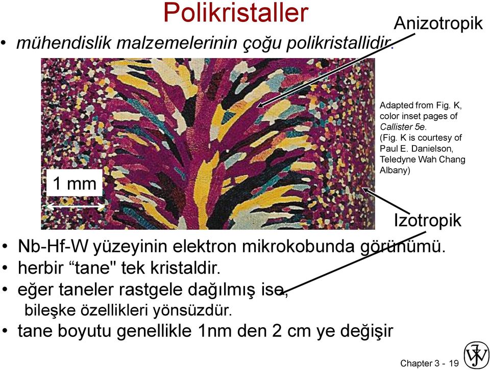 Danielson, Teledyne Wah Chang Albany) Izotropik Nb-Hf-W yüzeyinin elektron mikrokobunda görünümü.