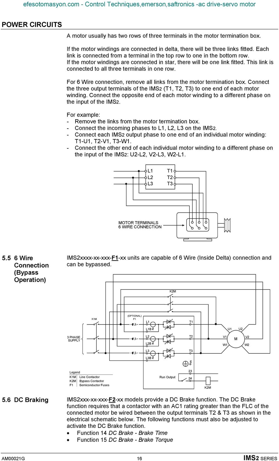 This link is connected to all three terminals in one row. For 6 Wire connection, remove all links from the motor termination box.