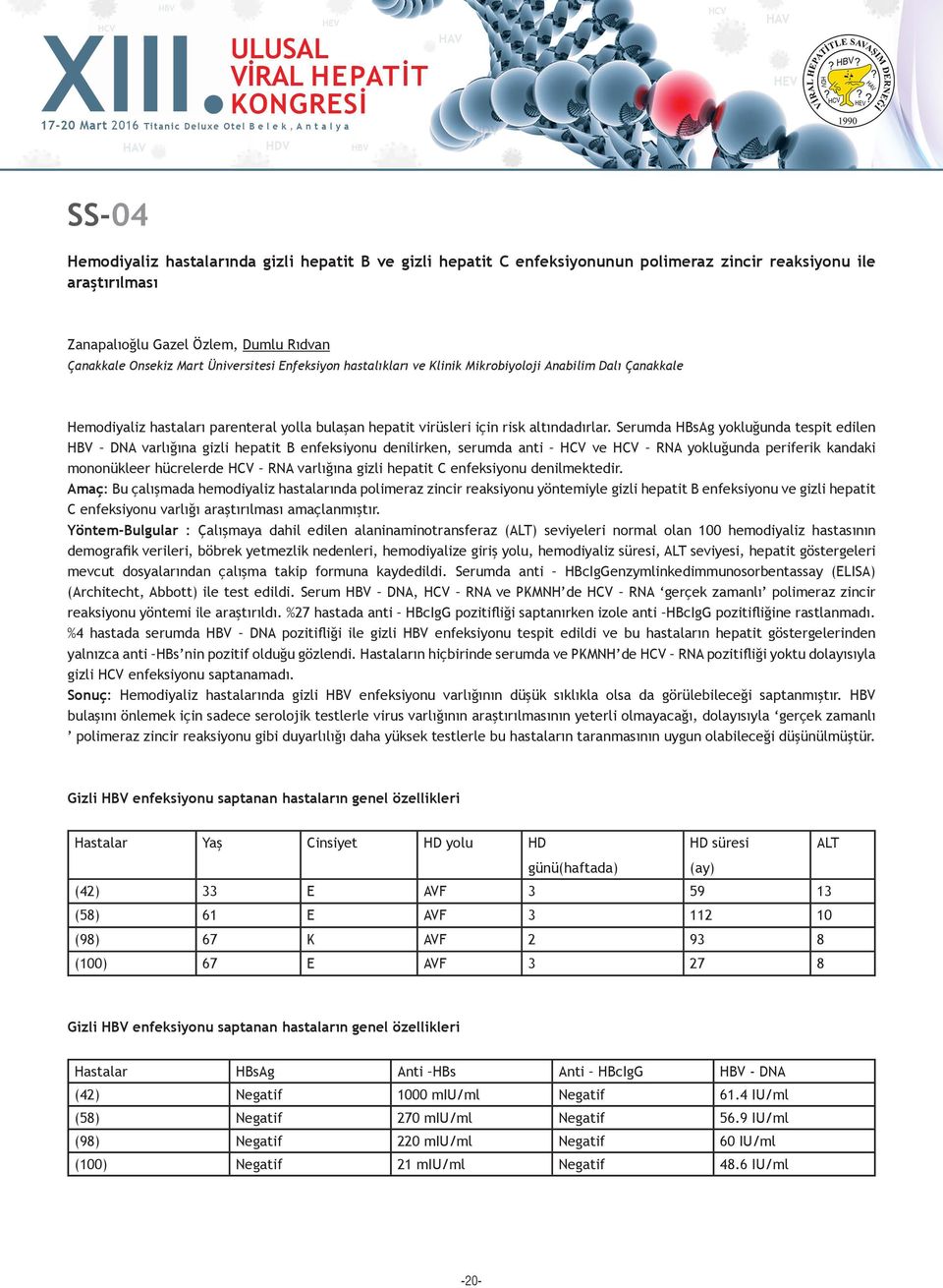 Serumda HBsAg yokluğunda tespit edilen HBV DNA varlığına gizli hepatit B enfeksiyonu denilirken, serumda anti HCV ve HCV RNA yokluğunda periferik kandaki mononükleer hücrelerde HCV RNA varlığına