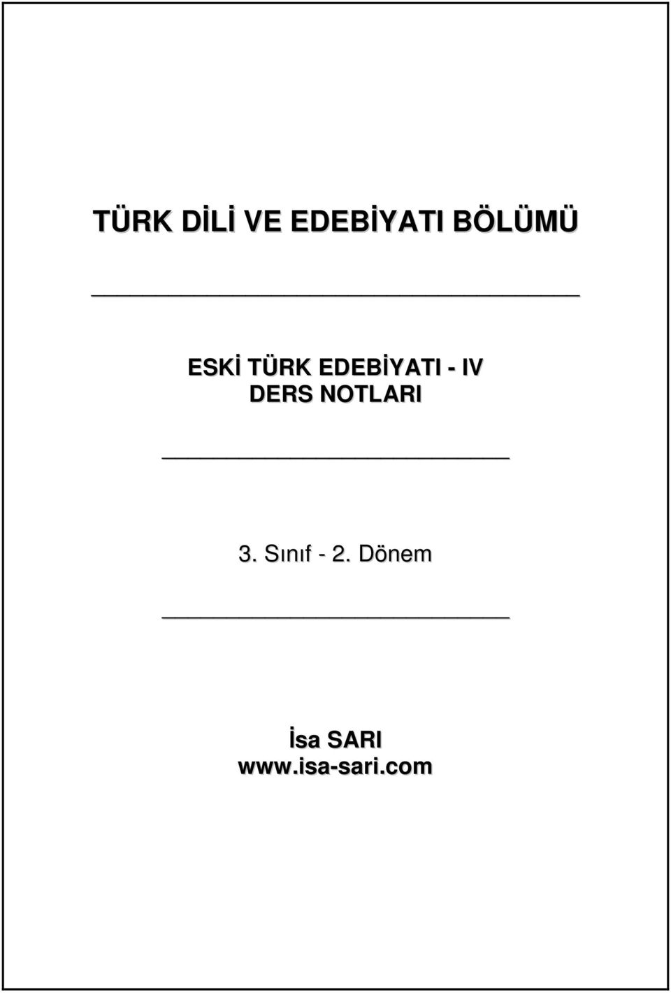 IV DERS NOTLARI 3. Sınıf - 2.