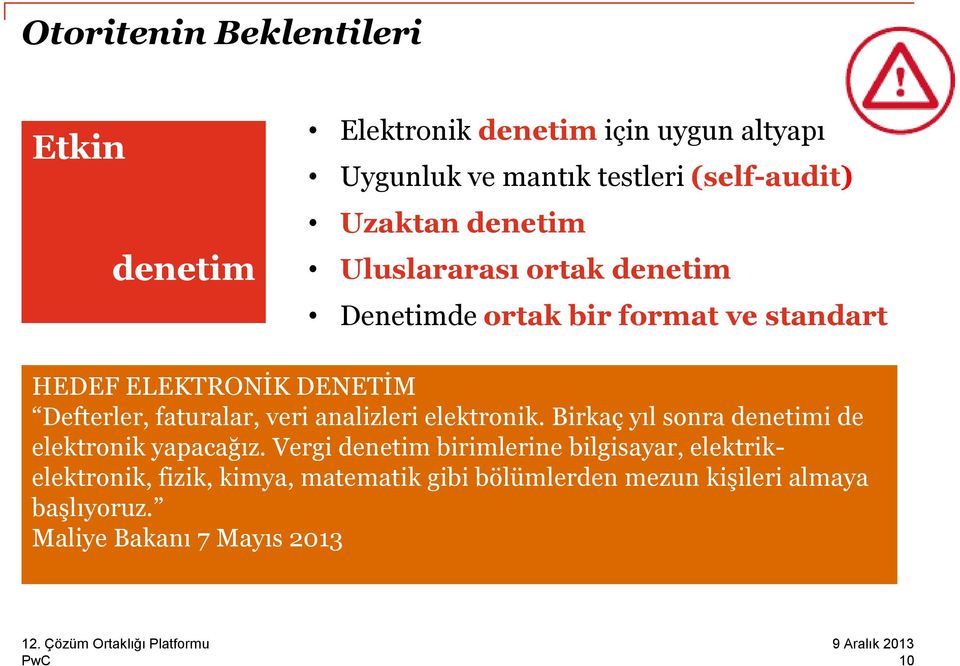 faturalar, veri analizleri elektronik. Birkaç yıl sonra denetimi de elektronik yapacağız.