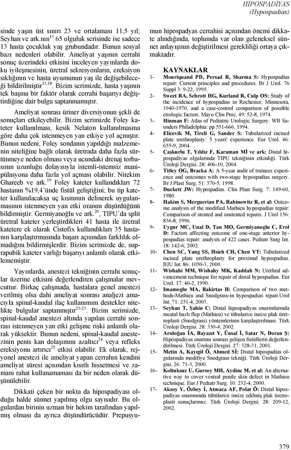 Ameliyat yaşının cerrahi sonuç üzerindeki etkisini inceleyen yayınlarda doku iyileşmesinin, üretral sekresyonların, ereksiyon sıklığının ve hasta uyumunun yaş ile değişebileceği bildirilmiştir 13,18.