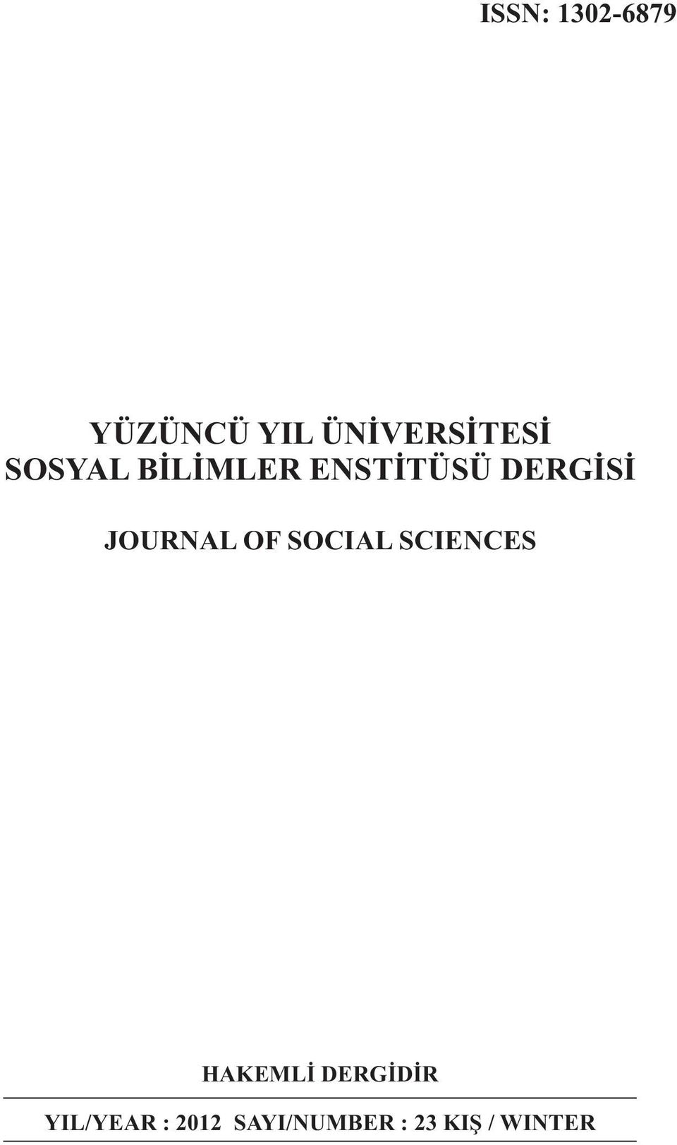 JOURNAL OF SOCIAL SCIENCES