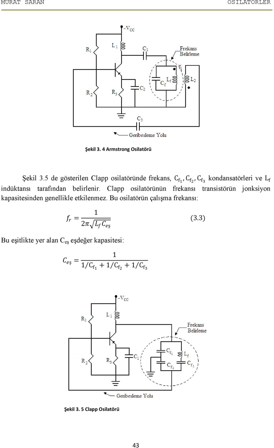 belirlenir. Clapp osilatörünün frekansı transistörün jonksiyon kapasitesinden genellikle etkilenmez.