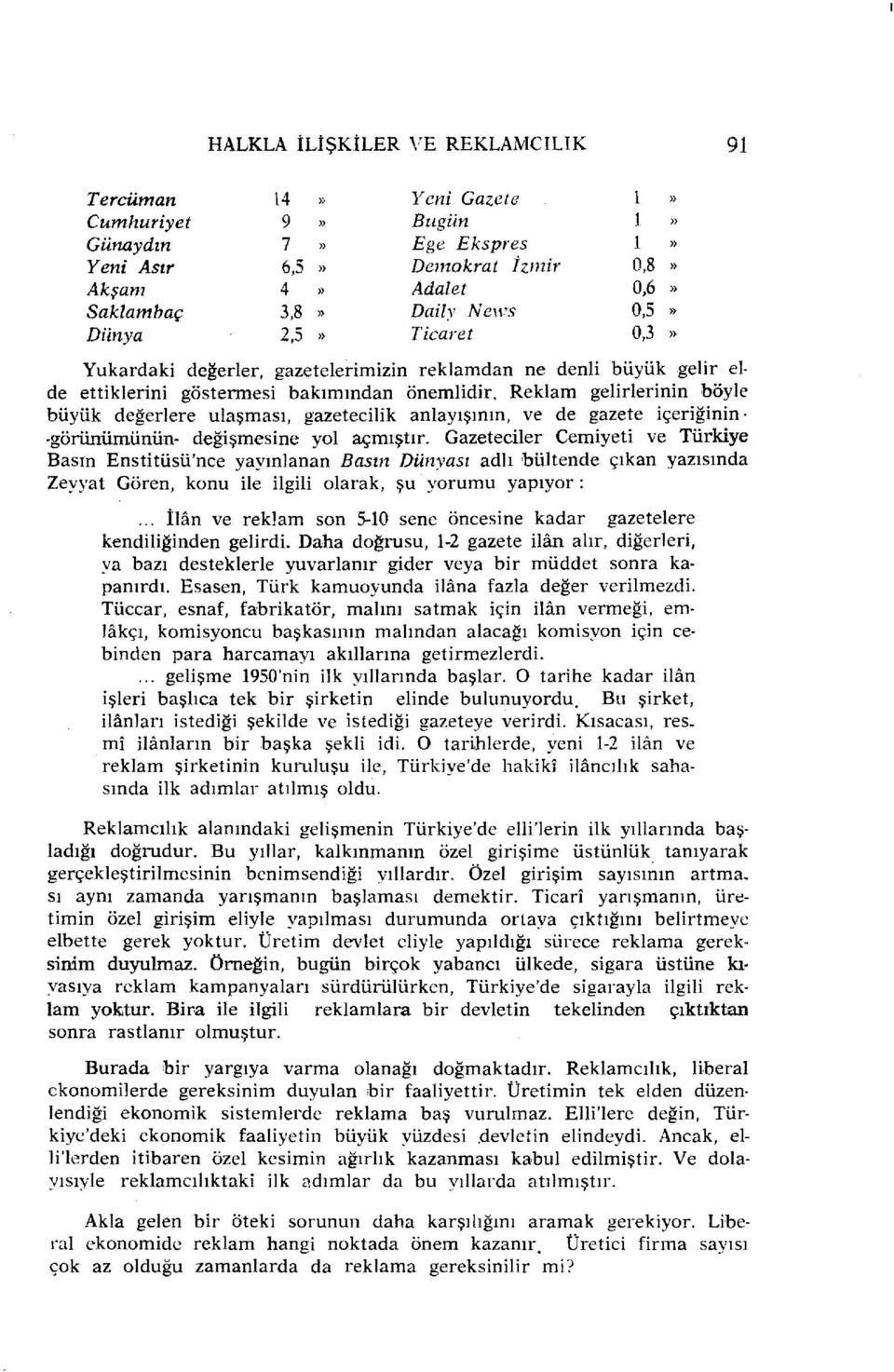 Reklam gelirlerinin böyle büyük değerlere ulaşması, gazetecilik anlayışının, ve de gazete içeriğinin -görünümünün- değişmesine yol açmıştır.