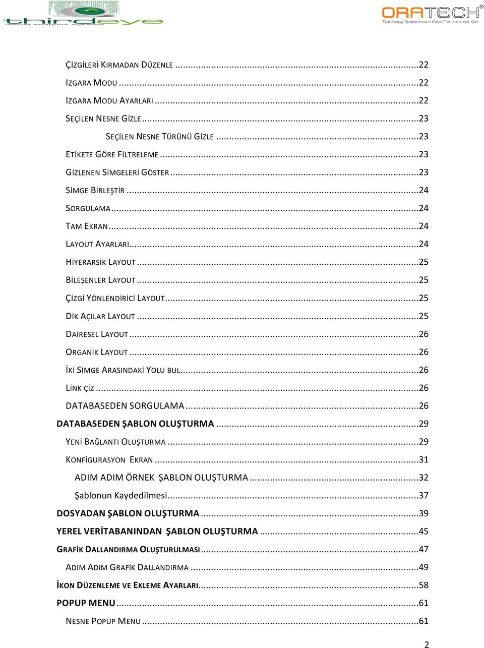 ..26 ORGANİK LAYOUT...26 İKİ SİMGE ARASINDAKİ YOLU BUL...26 LİNK ÇİZ...26 DATABASEDEN SORGULAMA...26 DATABASEDEN ŞABLON OLUŞTURMA...29 YENİ BAĞLANTI OLUŞTURMA...29 KONFİGURASYON EKRAN.