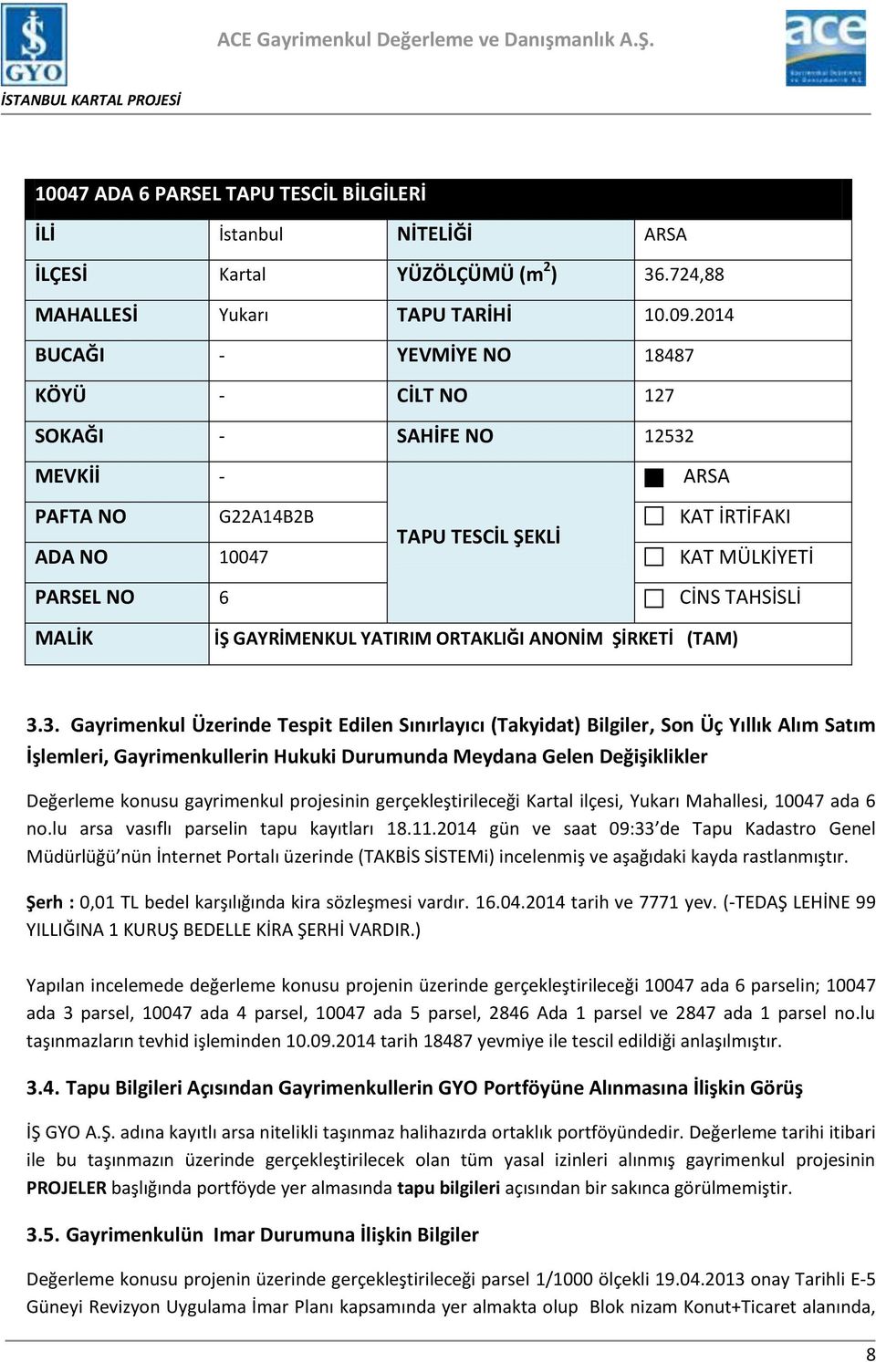 İŞ GAYRİMENKUL YATIRIM ORTAKLIĞI ANONİM ŞİRKETİ (TAM) 3.