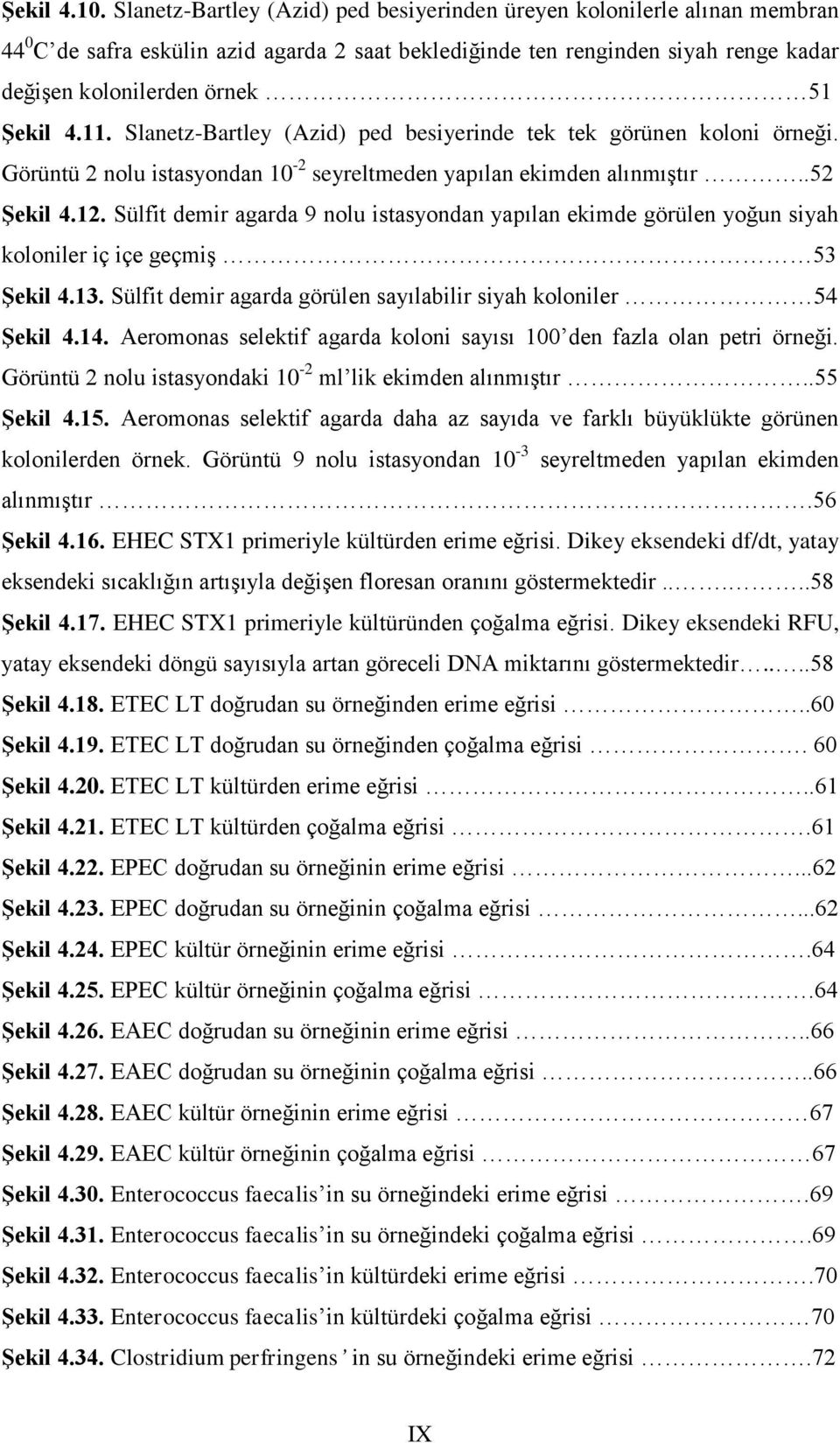 11. Slanetz-Bartley (Azid) ped besiyerinde tek tek görünen koloni örneği. Görüntü 2 nolu istasyondan 10-2 seyreltmeden yapılan ekimden alınmıştır..52 Şekil 4.12.