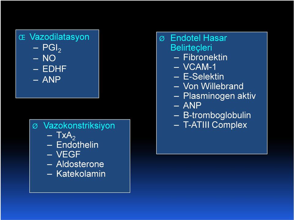 Hasar Belirteçleri Fibronektin VCAM-1 E-Selektin Von