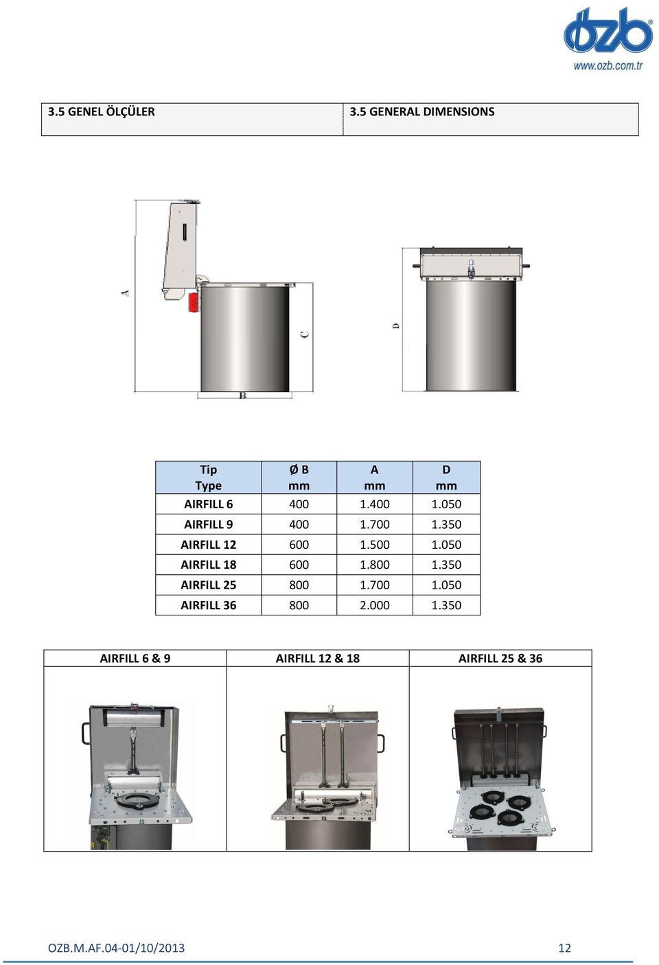 400 1.050 AIRFILL 9 400 1.700 1.350 AIRFILL 12 600 1.500 1.