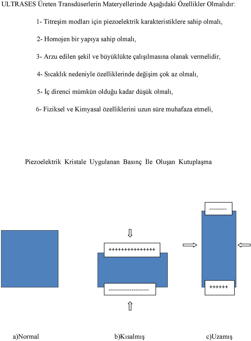 4- Sıcaklık nedeniyle özelliklerinde değişim çok az olmalı, 5- İç direnci mümkün olduğu kadar düşük olmalı, 6- Fiziksel ve Kimyasal