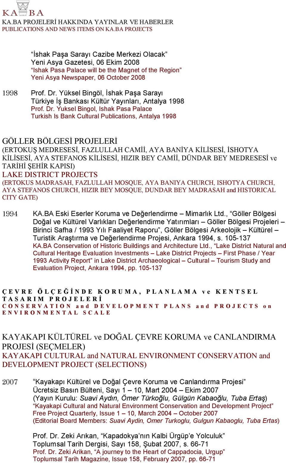 Yuksel Bingol, Ishak Pasa Palace Turkish Is Bank Cultural Publications, Antalya 1998 GÖLLER BÖLGES PROJELER (ERTOKU MEDRESES, FAZLULLAH CAM, AYA BANYA KLSES, SHOTYA KLSES, AYA STEFANOS KLSES, HIZIR