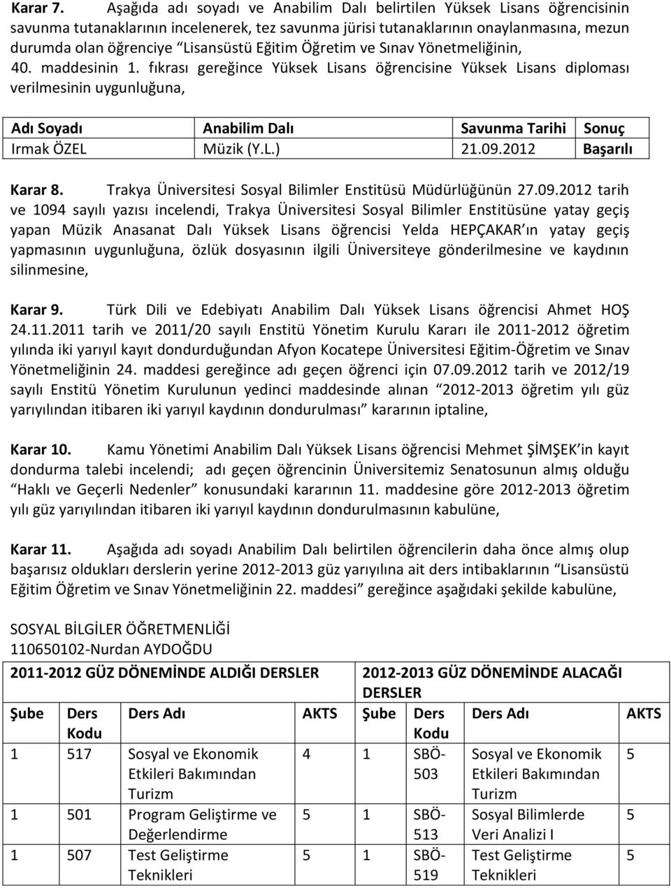 Eğitim Öğretim ve Sınav Yönetmeliğinin, 40. maddesinin 1.