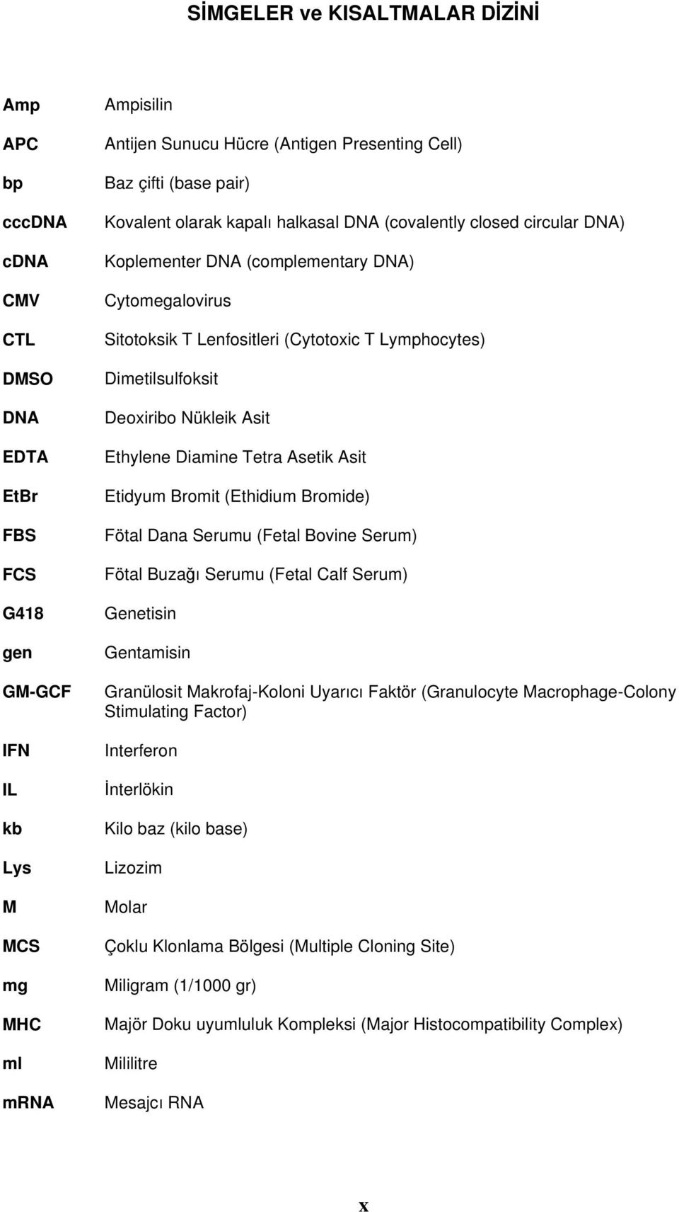 Dimetilsulfoksit Deoxiribo Nükleik Asit Ethylene Diamine Tetra Asetik Asit Etidyum Bromit (Ethidium Bromide) Fötal Dana Serumu (Fetal Bovine Serum) Fötal Buzağı Serumu (Fetal Calf Serum) Genetisin