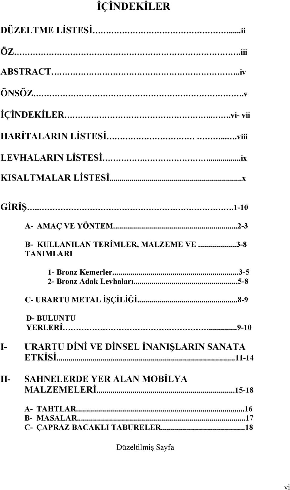 ..3-5 2- Bronz Adak Levhaları...5-8 C- URARTU METAL İŞÇİLİĞİ...8-9 D- BULUNTU YERLERİ.