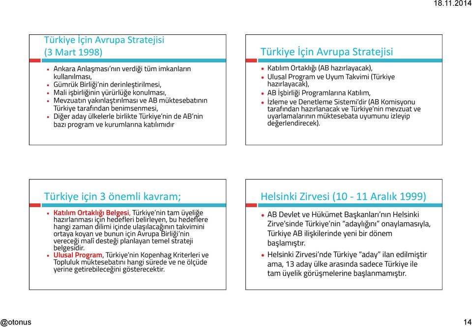 Katılım Ortaklığı (AB hazırlayacak), Ulusal Program ve Uyum Takvimi (Türkiye hazırlayacak), AB İşbirliği Programlarına Katılım, İzleme ve Denetleme Sistemi dir (AB Komisyonu tarafından hazırlanacak