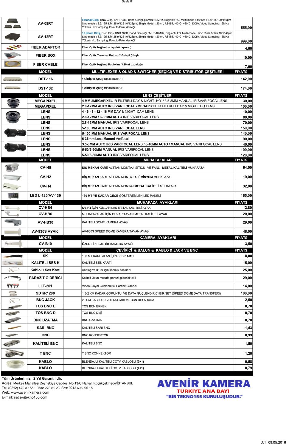 5MHz-10MHz, Bağlanti: FC, Multi-mode 50/125 62.5/125 100/140μm Sing mode 8.3/125 8.