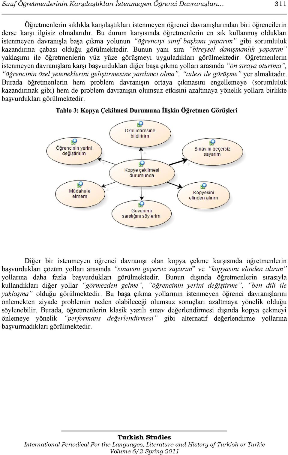 Bunun yanı sıra bireysel danışmanlık yaparım yaklaģımı ile öğretmenlerin yüz yüze görüģmeyi uyguladıkları görülmektedir.