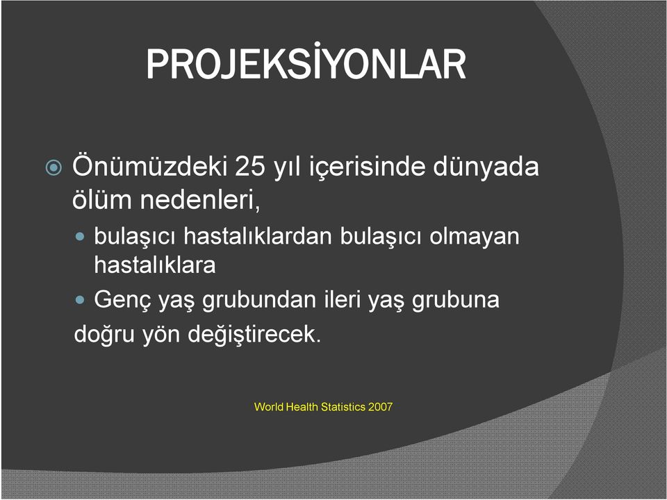 olmayan hastalıklara Genç yaş grubundan ileri yaş