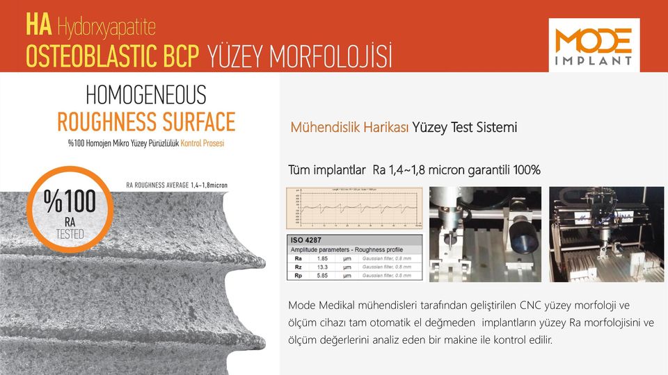 morfoloji ve ölçüm cihazı tam otomatik el değmeden implantların yüzey Ra