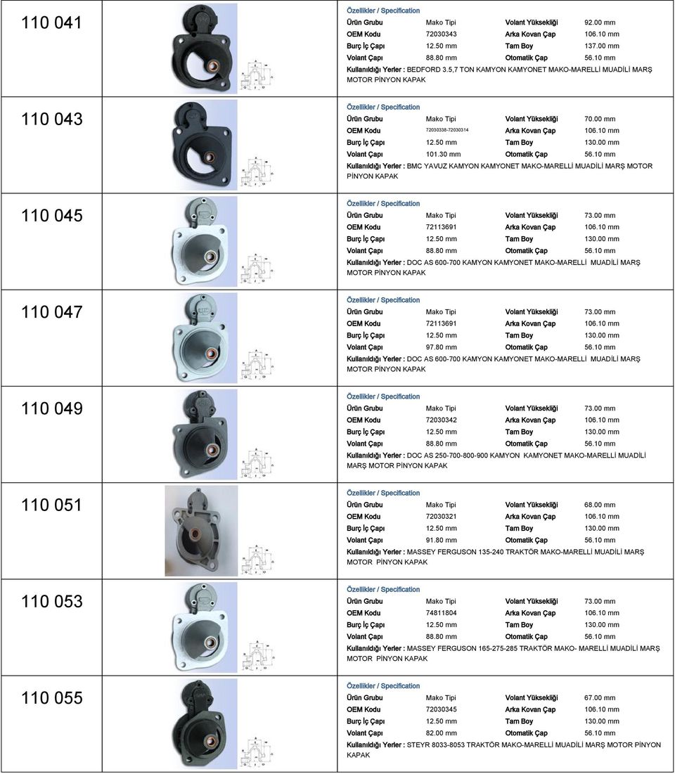 00 mm OEM Kodu 72030338-72030314 Arka Kovan Çap 106.10 mm 101.30 mm 56.