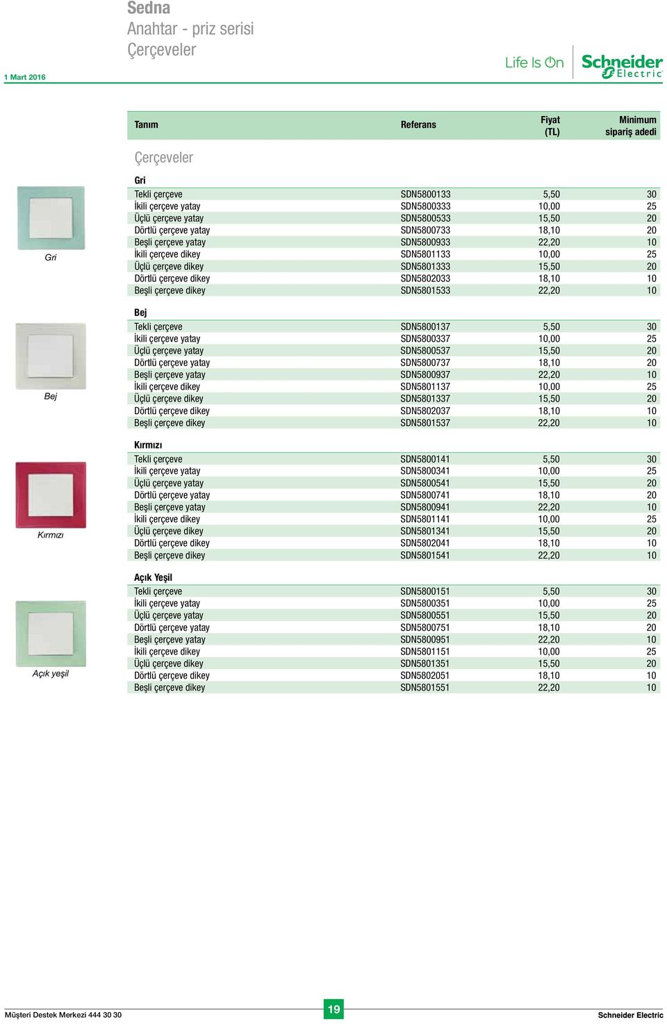 Dörtlü çerçeve dikey SDN5802033 18,10 10 Beşli çerçeve dikey SDN5801533 22,20 10 Bej Tekli çerçeve SDN5800137 5,50 30 İkili çerçeve yatay SDN5800337 10,00 25 Üçlü çerçeve yatay SDN5800537 15,50 20